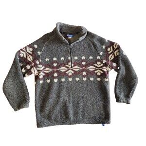 Vintage Penfield Mens Fleece Sweater Size Large Pullover Geometric Made In USA